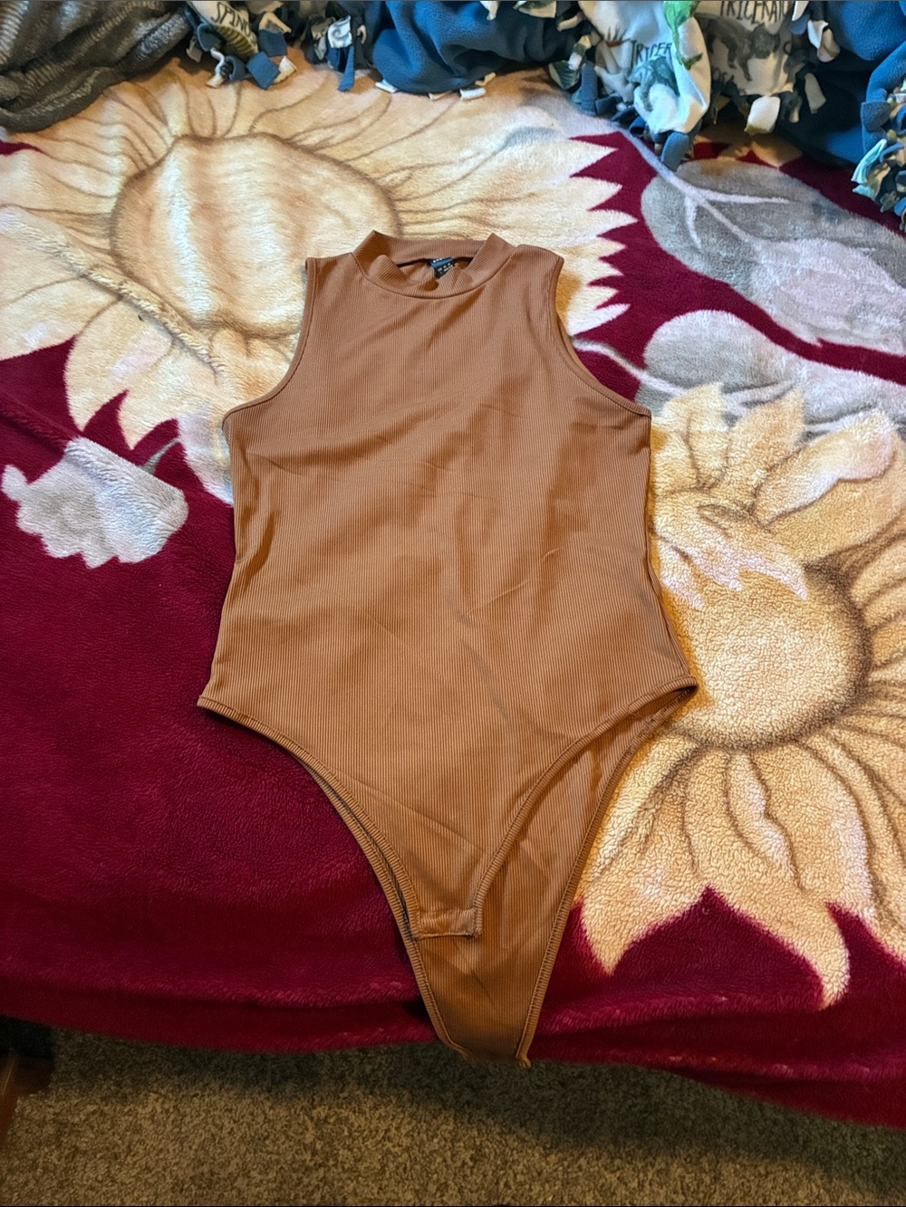 Sleeveless One-Piece Bodysuit in Brown